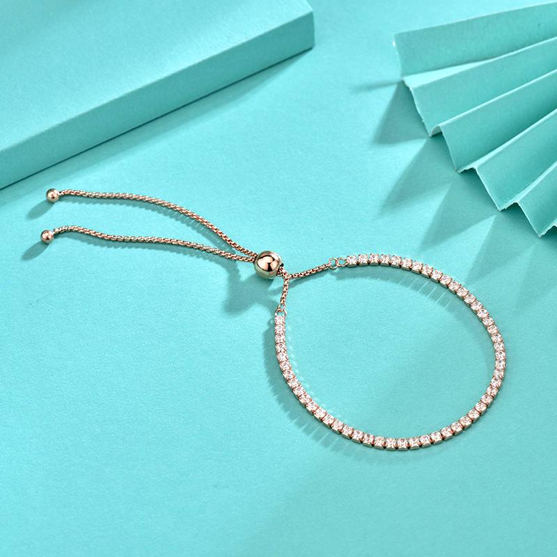S925 Sterling Silver Zircon Full Diamond Bracelet for Women with Adjustable Push-pull Bracelet and Versatile Trendy Bracelet Accessories