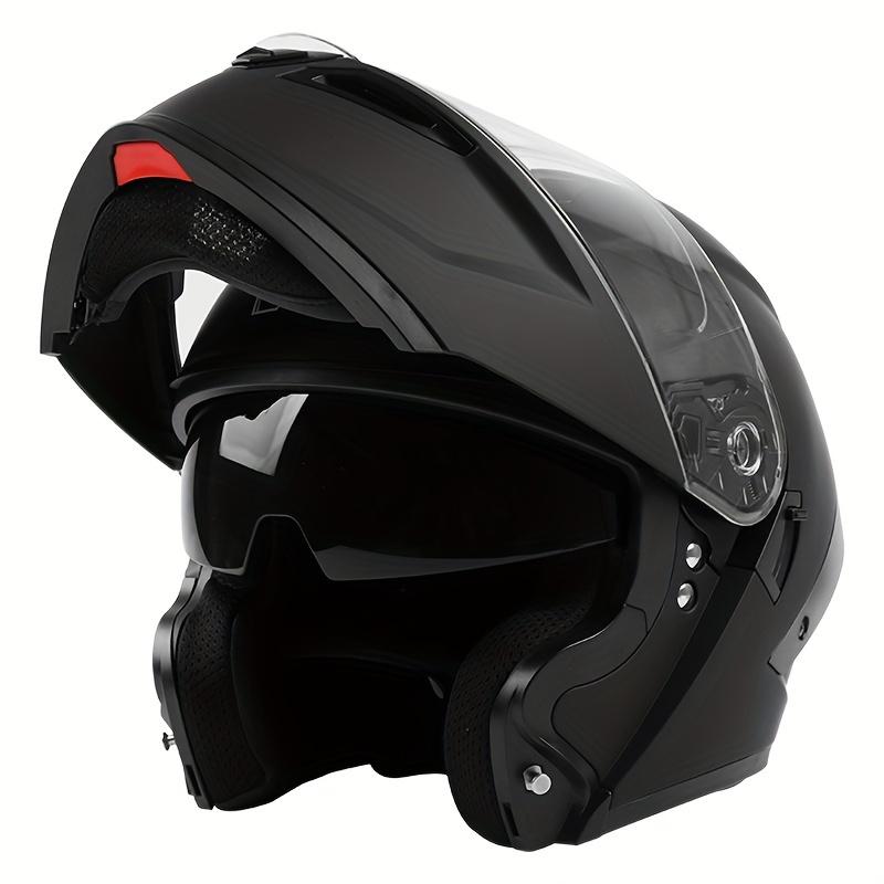 Motorcycle Flip Helmet for Men & Women - All-Season ABS Safety Helmet with Large Tail Wing & Built-In Tail Light,