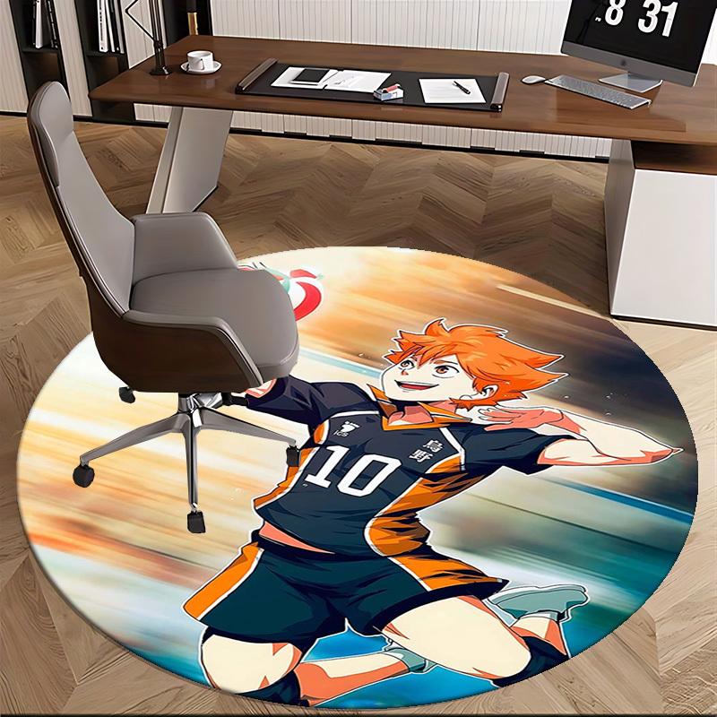1pc Haikyuu Kageyama Tobio Volleyball Anime Design Round Carpet - Office Chair Mat