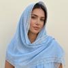 Solid Color Square Silk Scarf Lace Hijab Scarf Luxury Bandana Scarf Women