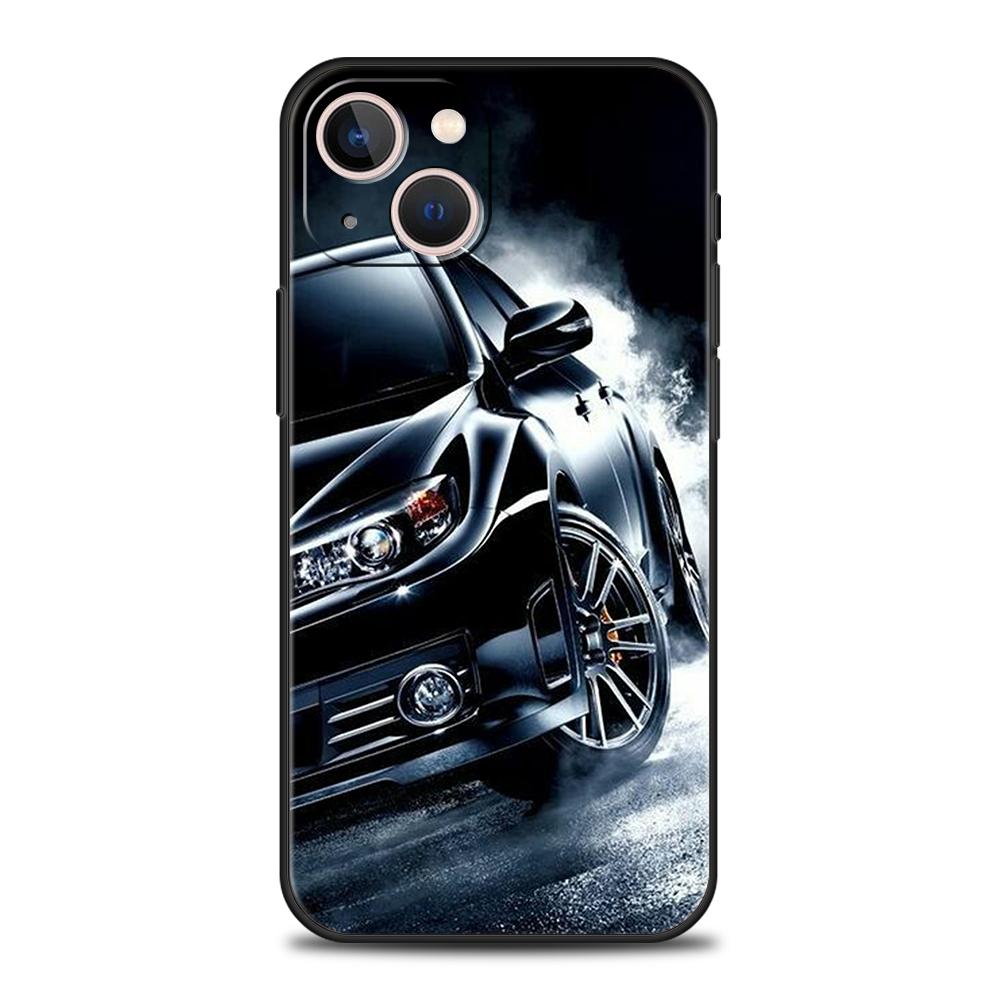 Cool Sports Black Car Phone Case Cover for iPhone 16 15 14 13 12 Pro Max XR XS 11 7 8 Plus Shockproof Silicone Soft Shell Capas