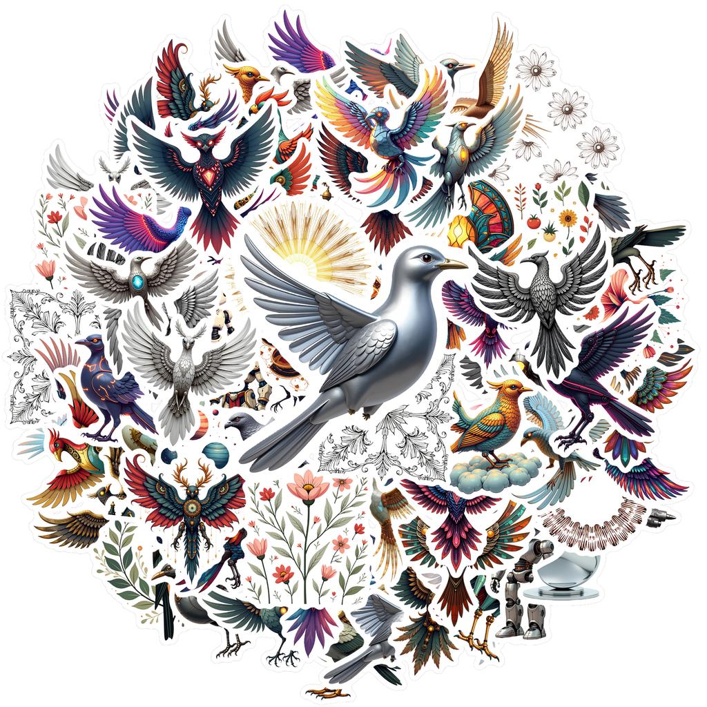 35pcs-100pcs Colorful Floral Stickers Stickers Vivid Robot Animal Stickers Teacher Reward Stickers For Fridge Car Sticker