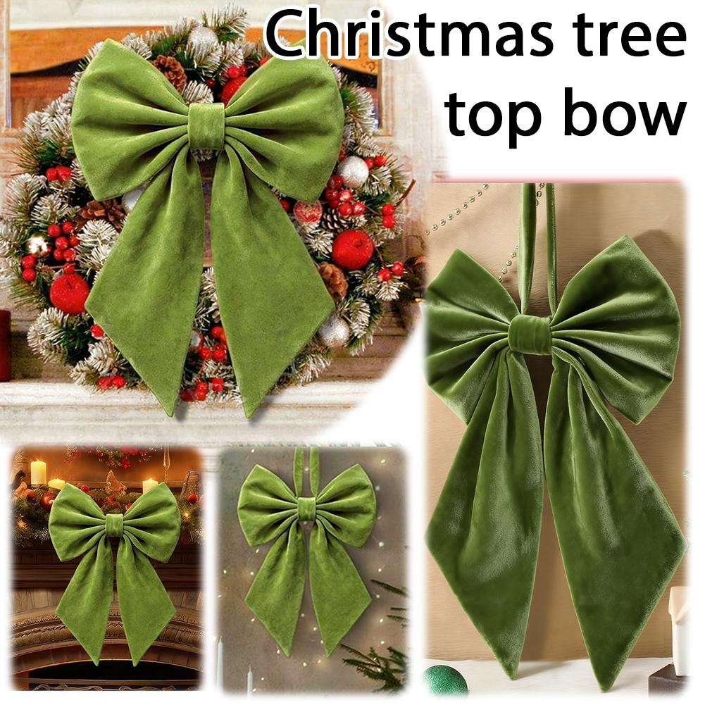 Christmas Pendant Red/Green Velvet DIY Bows High-end Xmas Ornaments Accessories Christmas Decorate Home TreeHanging W0R5