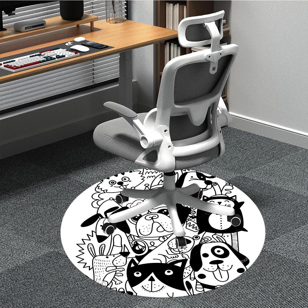 

1pc Doodle Animals Office Round Area Rug, Indoor Mat Suitable ForOffice, Under Office Chairs Bedroom Living Room Home Decor, Room Decot232 80cm by 80cm