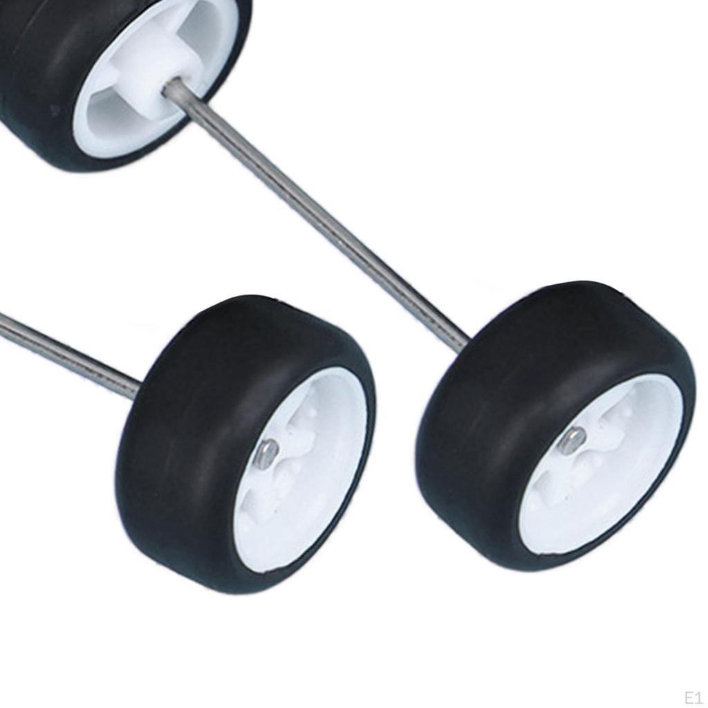 4 Pack 1/64 Scale Wheels with Axles for Diecast Car Models And RC Trucks