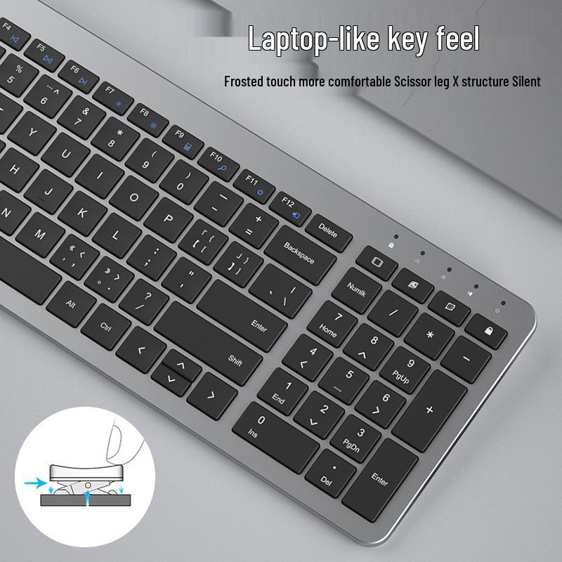 Evrensel Masaüstü/Dizüstü Bilgisayar Kullanımı İçin Hangshi Ultra İnce Sessiz Kablosuz Klavye ve Fare Seti