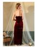 Fiyun Deep V Velvet Lace Sexy Nightgown and Pajama Set