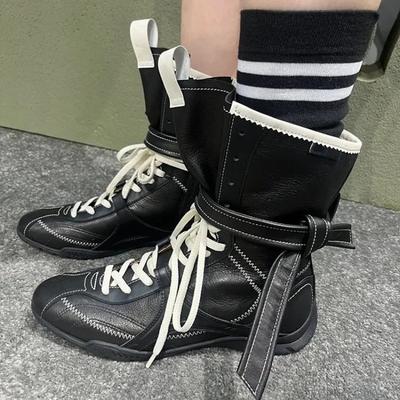 Módní Módní Měkká Kůže Kotníkové Boxerské Boty Dámské Horký Výprodej Sezóny Nový Retro Styl Zvýšená Výška PU Podšívka Plochá Bot