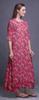 Bimba Dark Rose Brown Floral Leaves & Camellia Kanjiro Printed Nightgowns Maxi Sleepwear For Women Long Sleep Dress