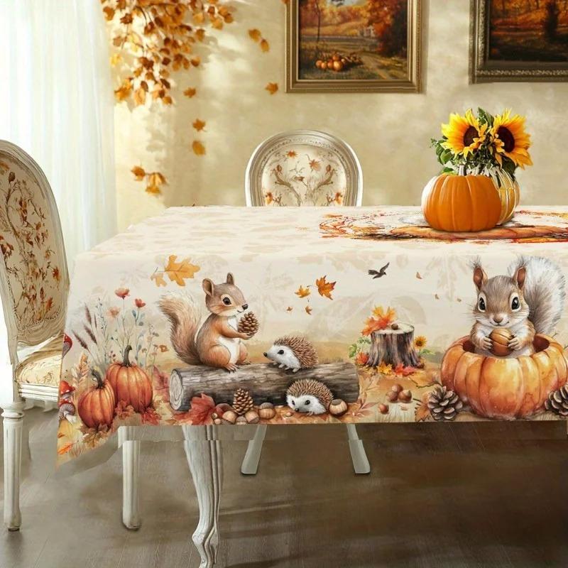 Autumn Thanksgiving Rectangle Table Cloth for Table Decor Kitchen Dining Waterproof Reusable Tablecloth for Tables Party Picnic
