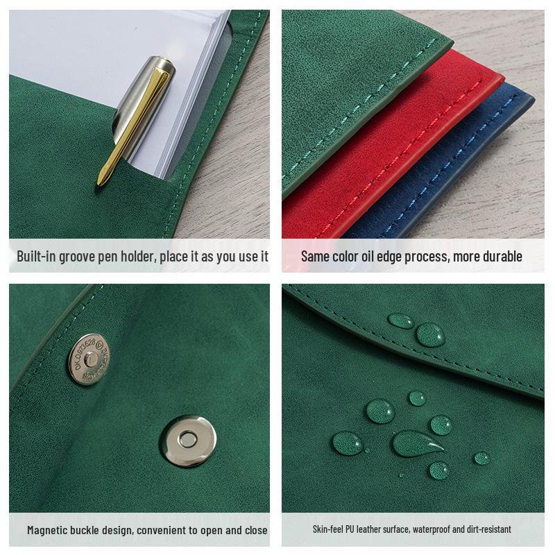 A4 Waterproof Leather Document Briefcase with Snap Closure and Large Capacity