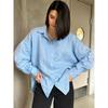 Herbst dünne Mode Allround Damen lässiges Button-Down-Hemd, Lazy Fashion lässiges einfarbiges einfaches lockeres Hemd