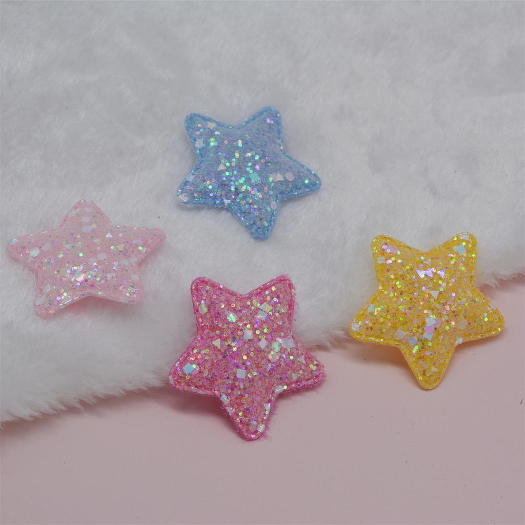 Applicazioni Imbottite a Stella in Tessuto Glitterato Per Accessori per Copricapi per Bambini Fai da Te e Patch Decorative per Artigianato Fai da Te