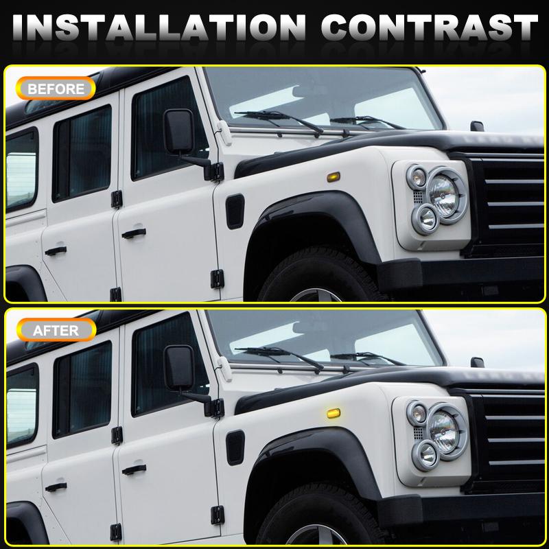For Land Rover Defender TD5 1998-2015 Freelander 1 2002-2005 Discovery 2 1999-2004 LED Side Marker Lamp Fender Amber Lights