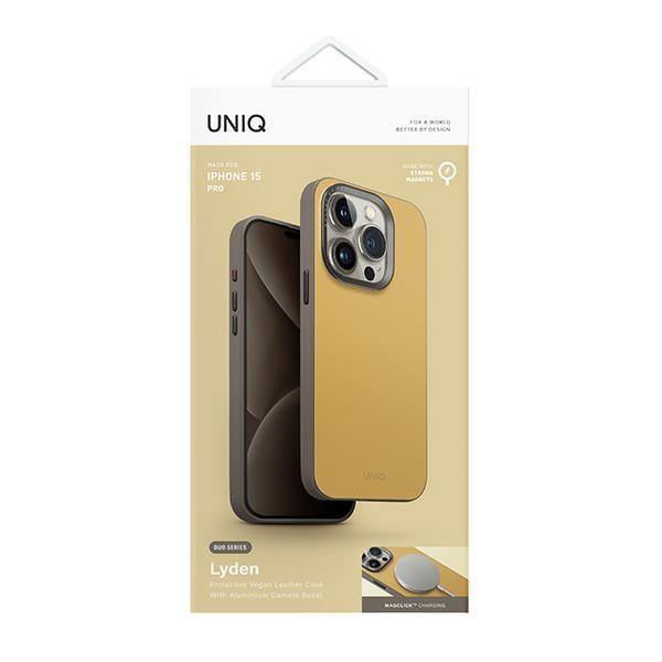 Uniq Lyden Ds Case for iPhone 15 Pro 6.1 Magclick Charging Yellow-Gray/Canary Yellow-Flint Grey