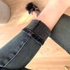 Fleece retro jeans women's autumn and winter new high-waisted versatile, thin and warm nine-point pants, boots and pants tide