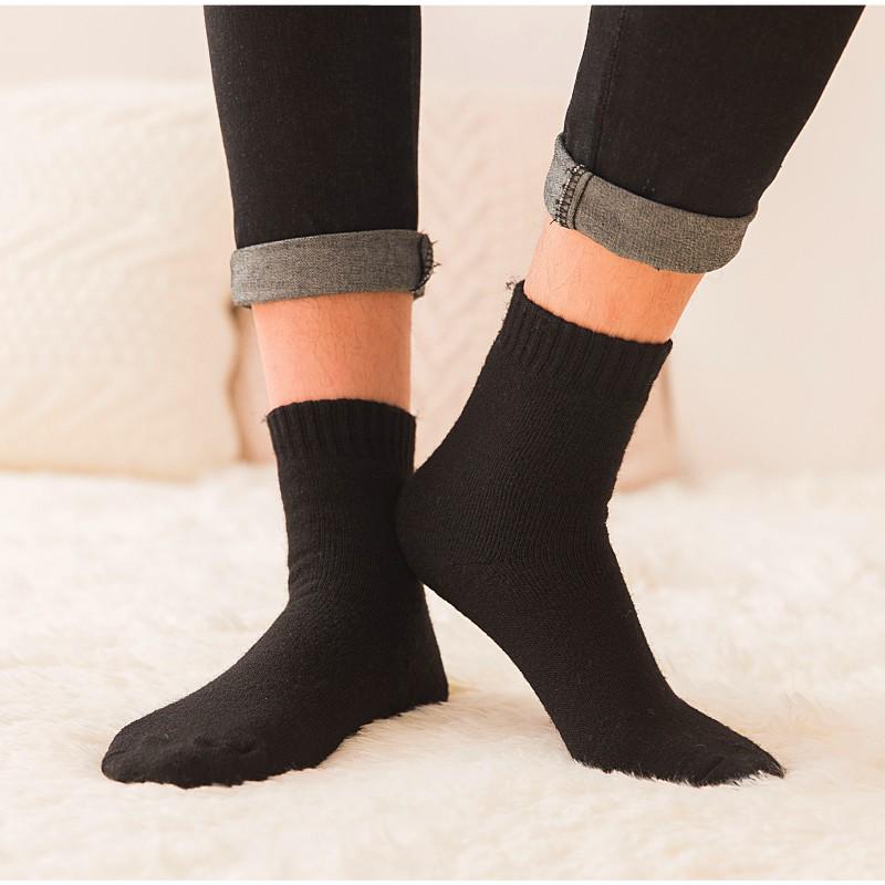 Men's Thickened Wool Mid-Calf Socks - Autumn Winter Warm Solid Color Fashion