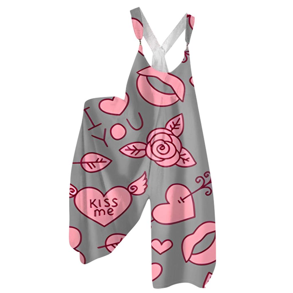 Moda Damska ul. Patrick Print Casual Luźny Kombinezon z Szerokimi Nogawkami