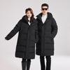 Couple's Long Black Hooded Duck Down Jacket - Thick, High Fill Winter Outerwear