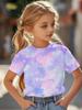 Girls Abstract Tie Dye Swirl Graphic Crew Neck Short Sleeve Tee Lightweight Breathable Outdoor Travel Daily Casual Summer Top