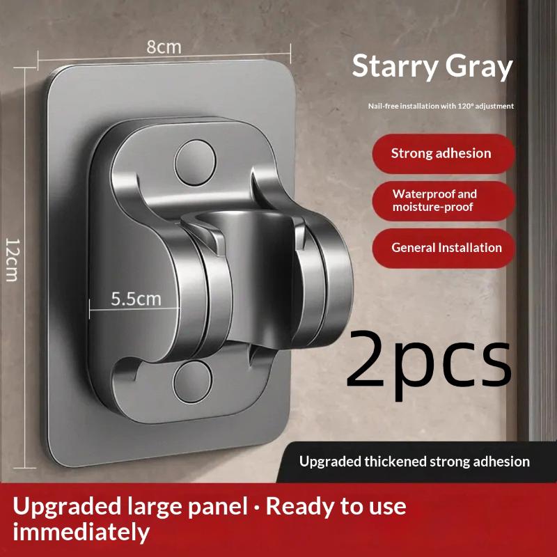 2Pcs Universal Shower Head Holder No Drill Showerhead Bracket Adjustable Wall Mounted Holder For Bathroom Accessories