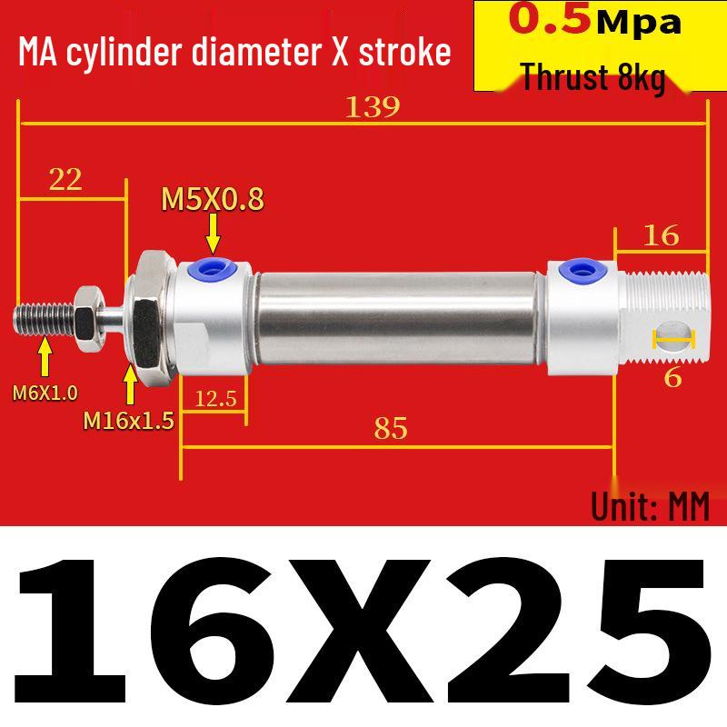 Corrosion Resistant Stainless Steel Pneumatic Cylinder 16-40mm/50-150mm