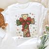Christmas Cross Coquette Bow Christian Xmas Shirt, Religious Faith Jesus Tee