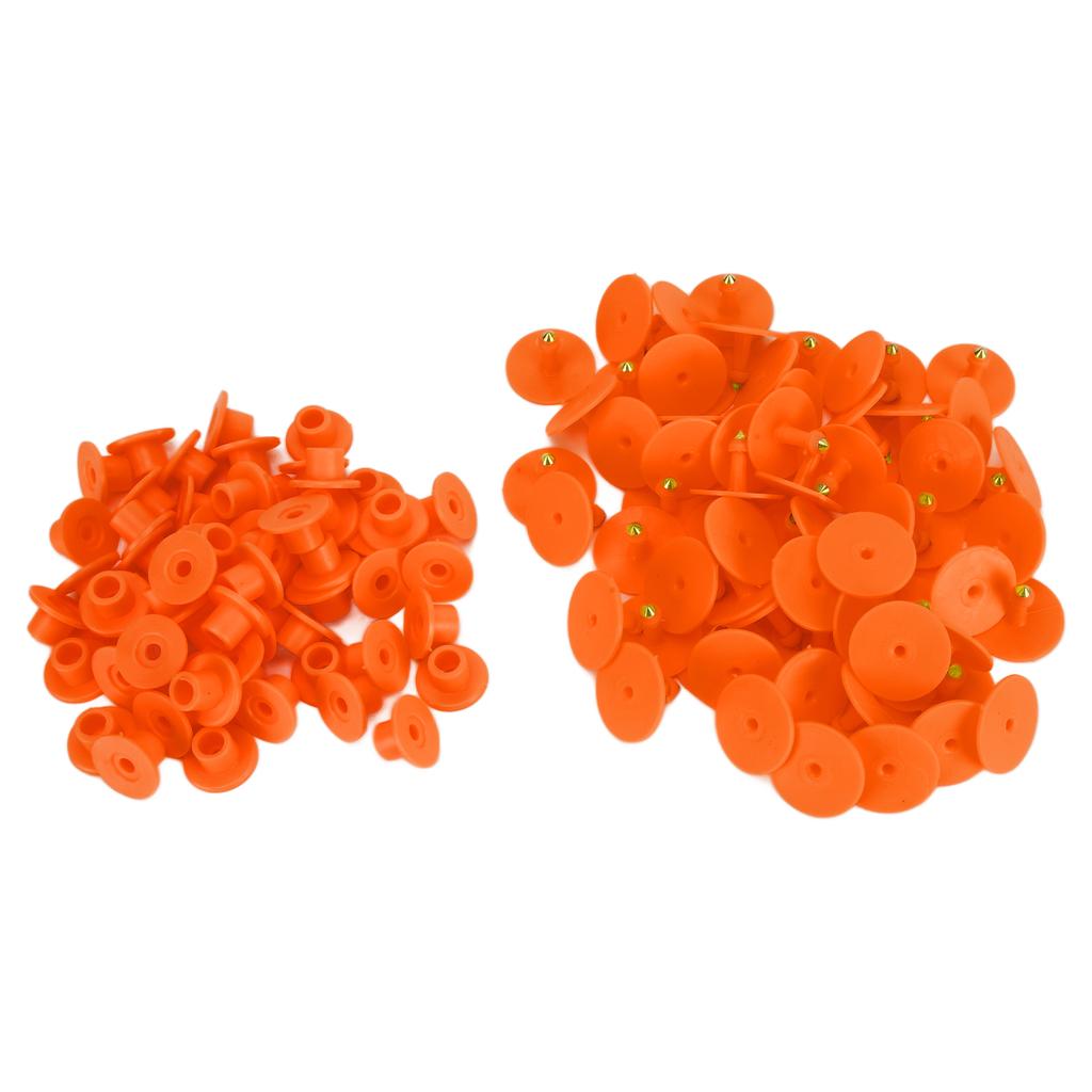 100 BUC Etichete Rotunde pentru Urechi Animale Ușor de Distins și Utilizat Număr Etichete pentru Urechi Animale Portocaliu