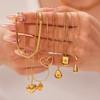 Minimalist Asymmetrical Heart Drop Pendant Necklace Women 18K Gold Plated Stainless Steel Chain Jewelry