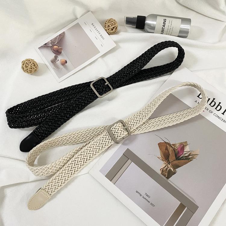 No Punching Woven Belt Elastic Canvas Belt Female Style Student Decorative Belt