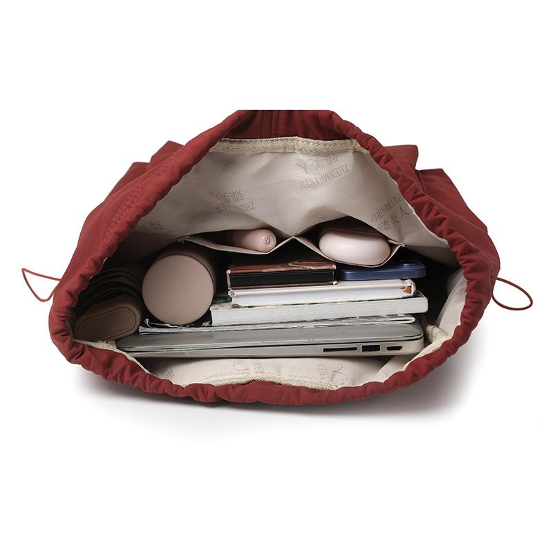 Lightweight Drawstring Pocket Solid Color Sports Backpack Women's Large Capacity Fitness Drawstring Backpack