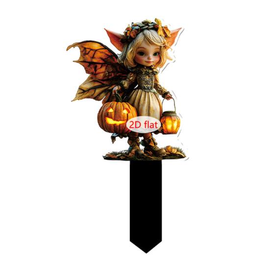 Halloween Fairy Garden Stake, 2D Acrylic Pumpkin House Sign Decoration, Holiday Party Fairy Garden Accessories for Outdoor Yard Lawn Pathway
