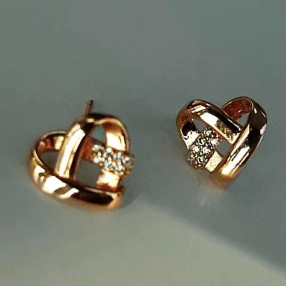 New Fashion Heart Knot Diamond Stud Earrings for Women Daily Casual Statement Jewelry
