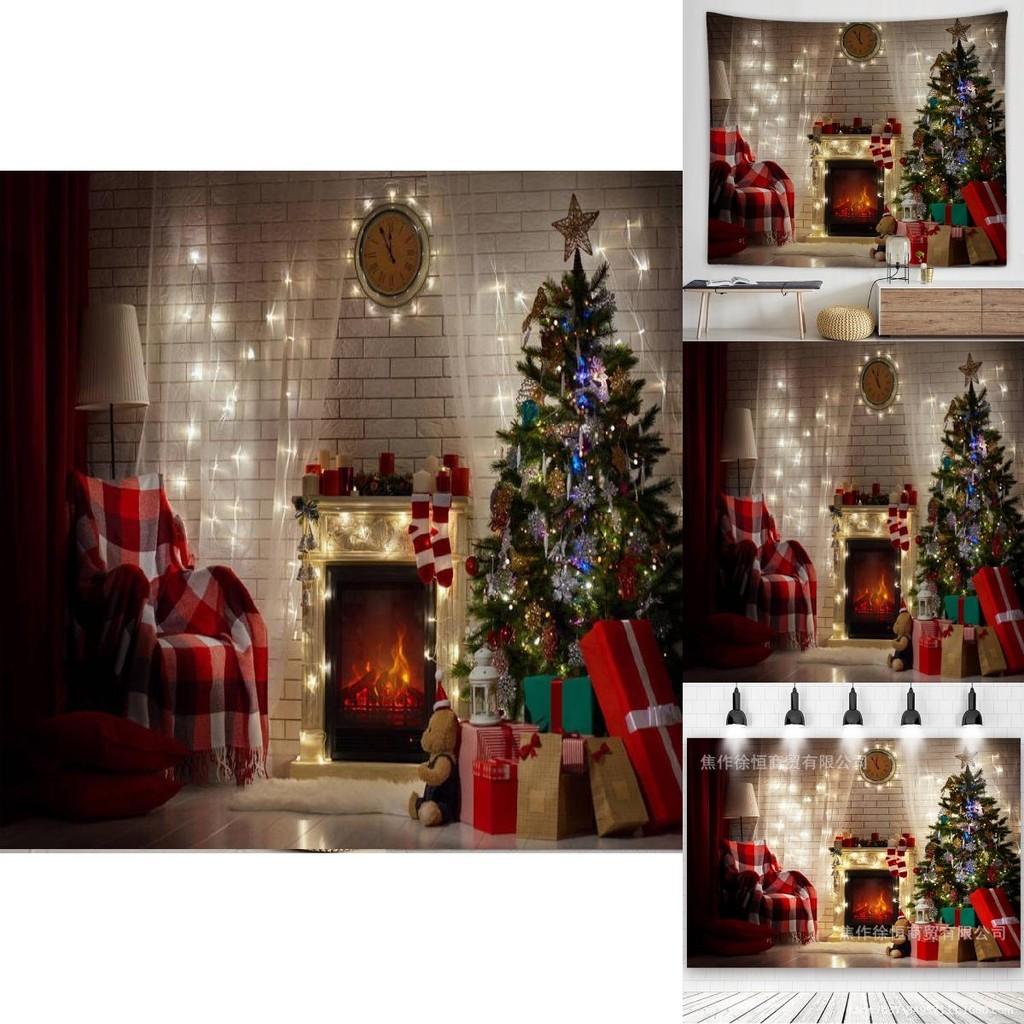 Christmas Fireplace Wall Banner With Durable Polyester Material For Festive Events