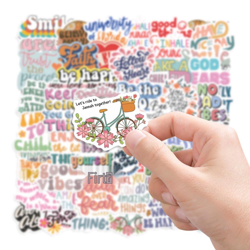 50-Piece Waterproof English Phrase Graffiti Stickers for Water Bottles & Phones - Creative Decorative Stickers Set