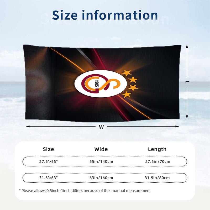 Galatasaray FC Print Quick Dry Beach Towel Microfiber Absorbent Portable Travel Swimming Towel
