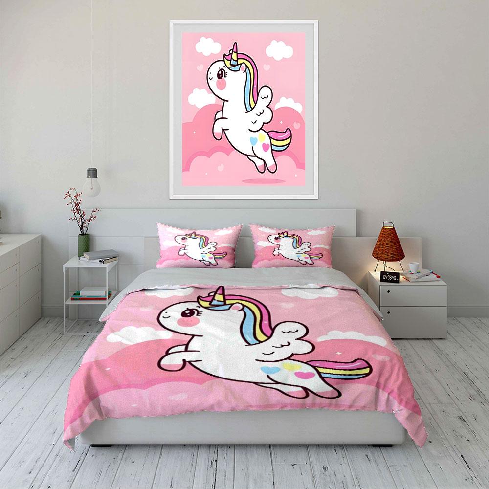 Flying Unicorn Pink Bedding Set Bedding Duvet Cover Set Duvet Cover Pillowcases (1 * Duvet Cover 2 * Pillowcases, Without Duvet Insert)