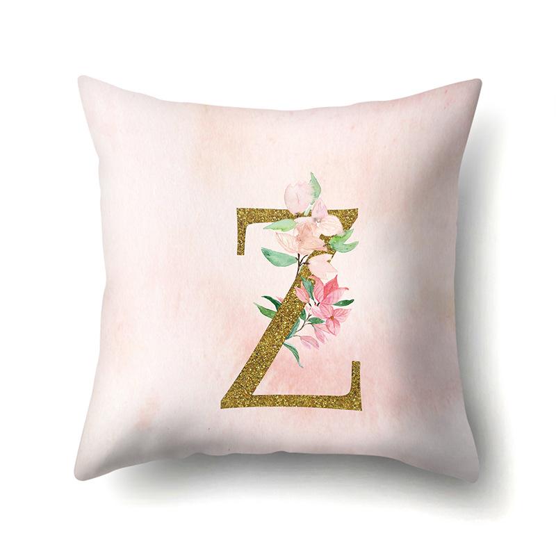 Polyester Pillowcase Home Fantasy Watercolor Print Pillowcase 26 English Letter Cushion Cover