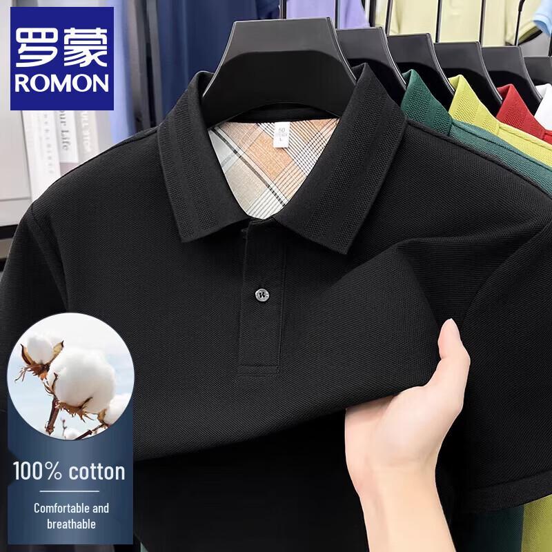 Romon Men s Mercerized Pima Cotton Short-Sleeve Polo Shirt 50/L