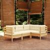 Day and Night - Day and Night Garden Furniture 4 Pieces with Cream Pine Wood Cushions