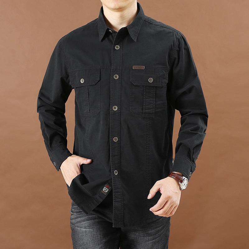 

Men s Casual Loose Fit Long-Sleeve Shirt - 2025 Spring/Autumn Style, Plus Size, Solid Color for Outdoor Workwear XXL