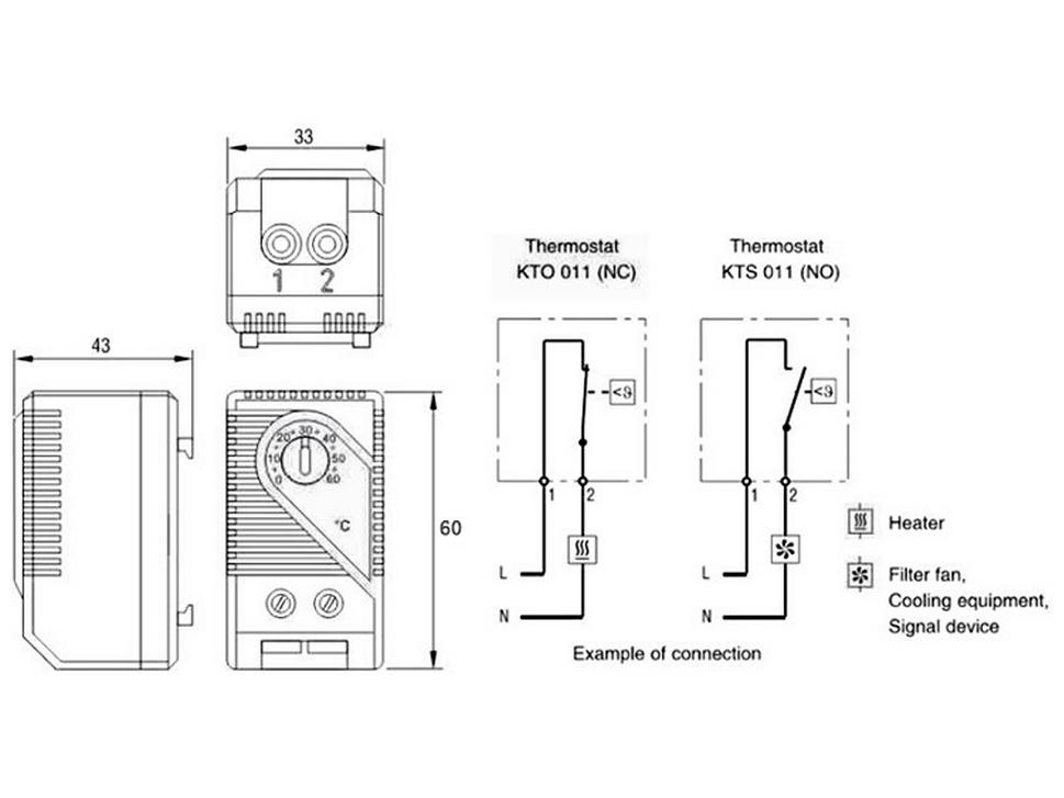 KTS011 Einstellbarer Lüfterthermostat Temperaturregler für Verteilerschrank