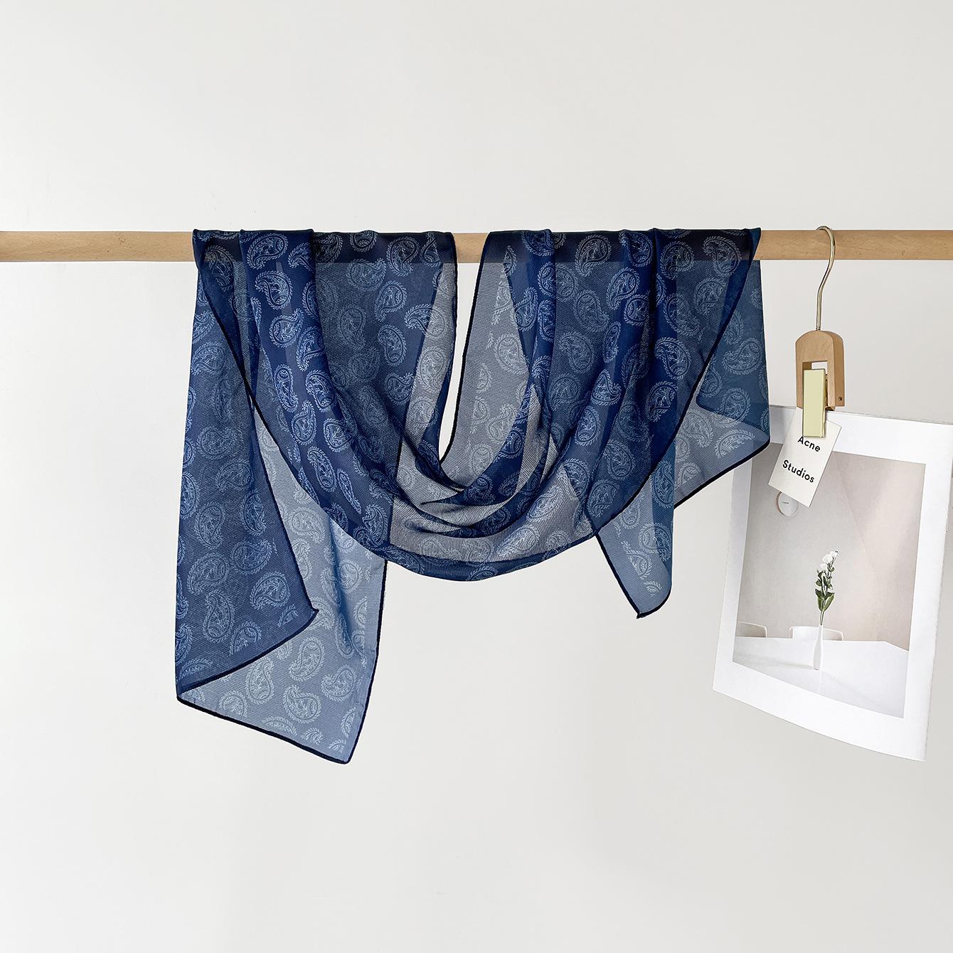 New high-end silica scarf shawl versatile travel sunscreen silk scarf ethnic style cashew flower printing scarf 140*36
