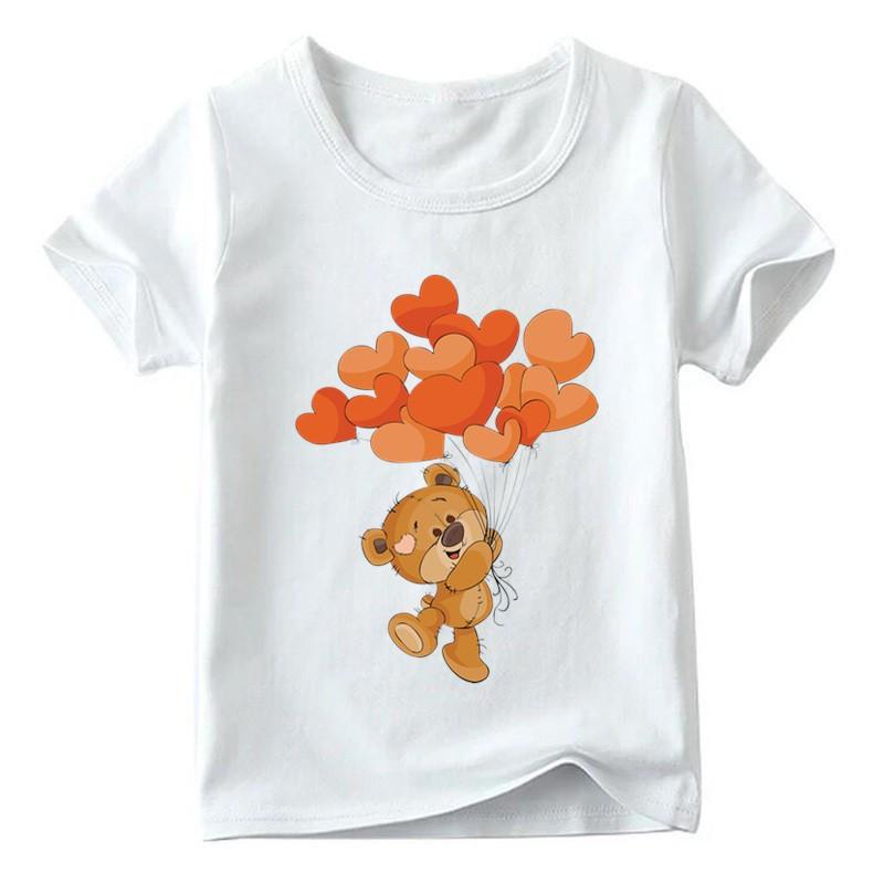 Unisex Childrens Cartoon Bear TShirt Short Sleeve round Neck Numbers 112 Years Old Kids Casual Fashion Clothing