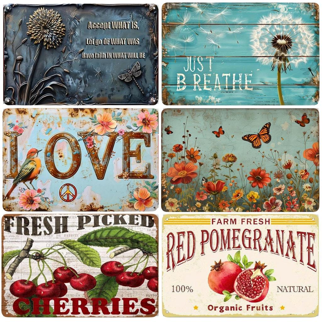 Vintage Garden Metal Tin Sign - Floral & Gardening Tools Design Perfect for Bar Cafes Restaurants, Garages & Home Decor Wall Art