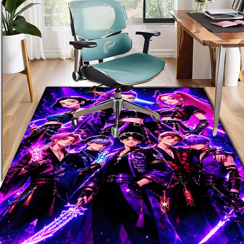 KPop Dämonenjäger Muster Teppich, Innen-/Außenmatte, für Picknick, Spielzimmer, Schlafzimmer, Büro, Wohnzimmer, Heimdeko Teppich, Geburtstagsgeschenk