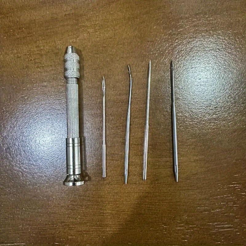 Leathercraft & Shoe Repair Kit 5-Piece Awl Set With Replaceable Needles For Diy Projects