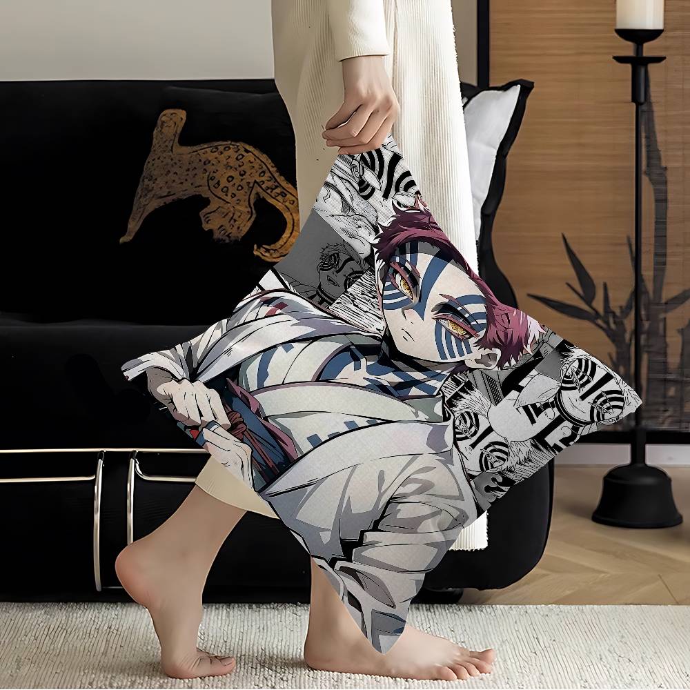 Japanese Anime Akaza D-Demon Slayer Cushion Cover Car Throw Pillow Case For Sofa Car Christmas Gift 40x40cm 45x45cm