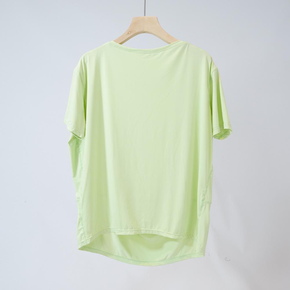 Schnelltrocknendes Eis-Seiden-Yoga-T-Shirt: Dehnbar, Weich, Rundhalsausschnitt, Sonnenschutz, Schlankmachende Passform für Sommer-Fitness