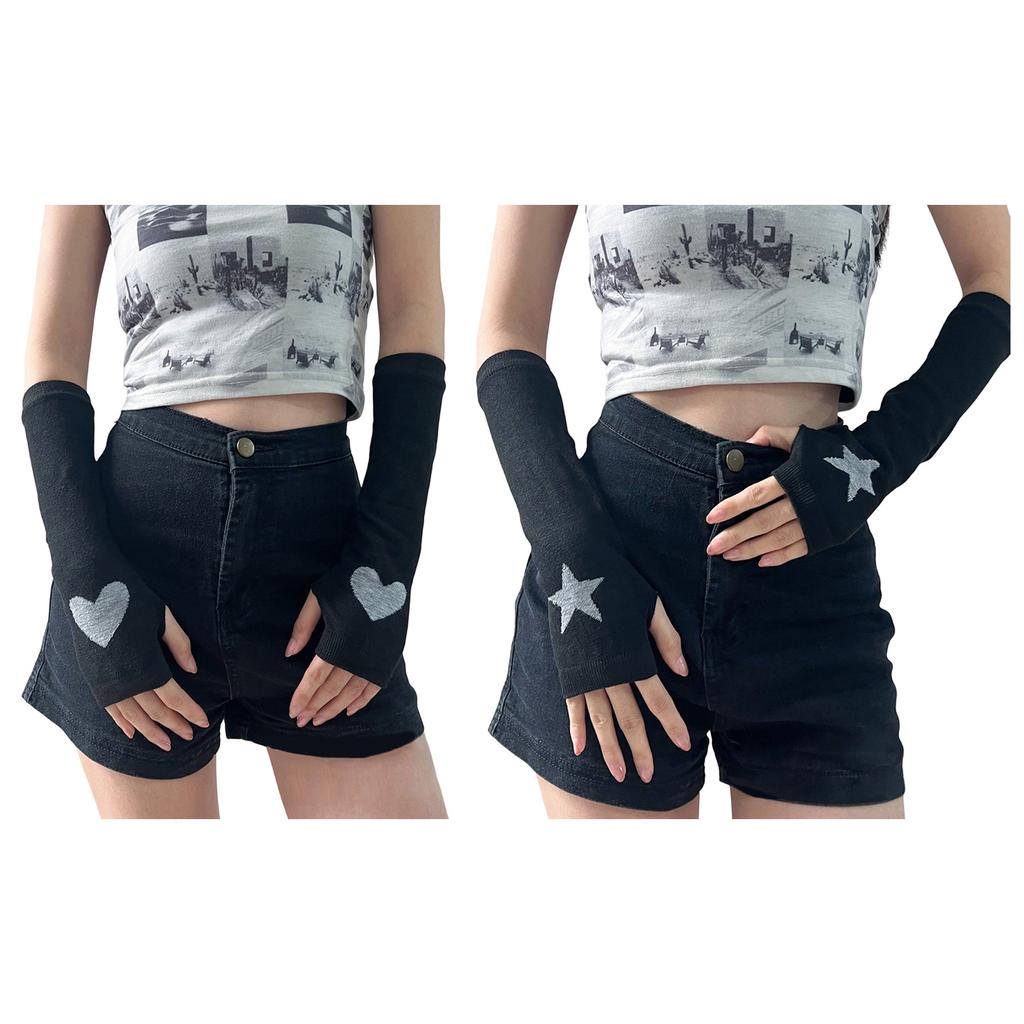 Gothic Gloves for Women Japanese Style Arm Sleeves Anime Costume Fingerless Elbow Gloves for Nightclub Dress Up Mittens